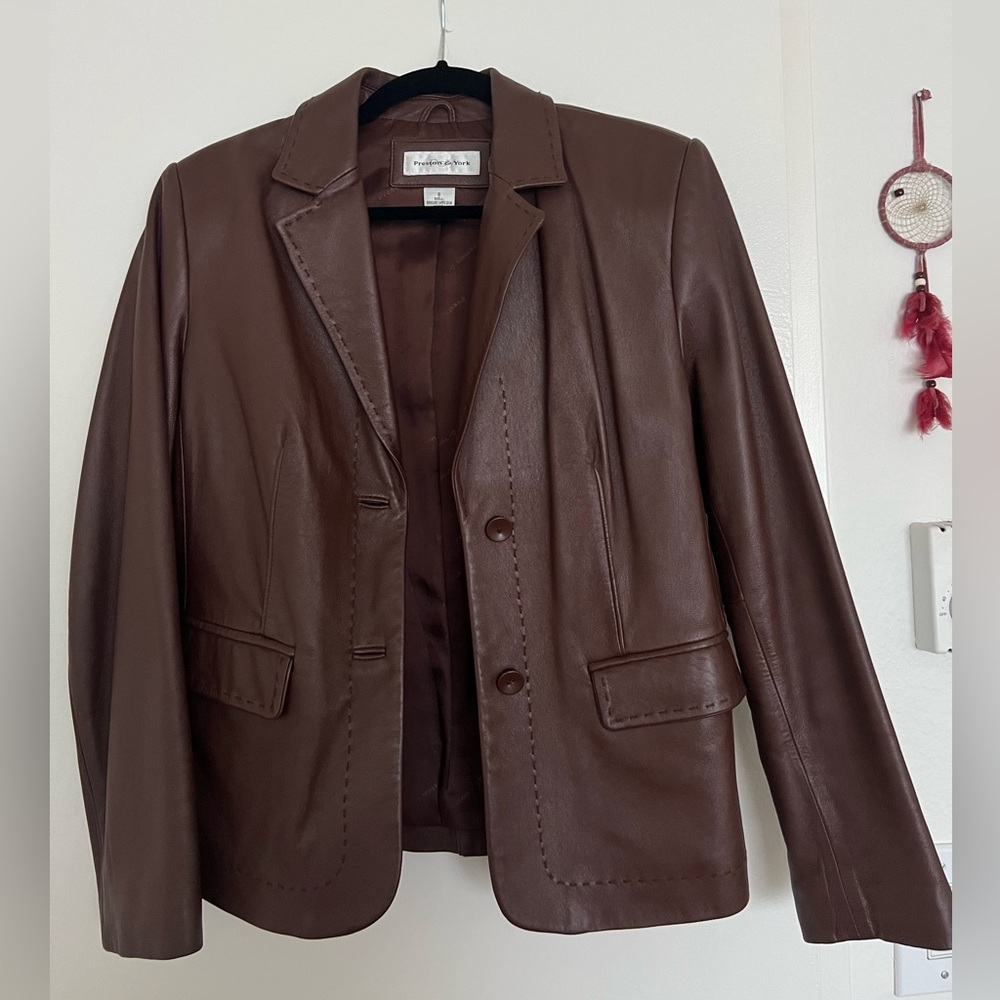 Genuine Leather Vintage Brown Blazer Jacket Coat